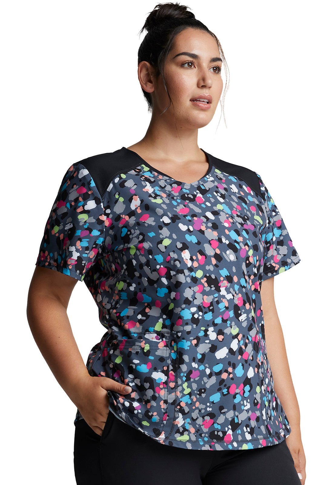 Confetti Dickies Dynamix Print V Neck Scrub Top DK622 CFPP - Scrubs Select