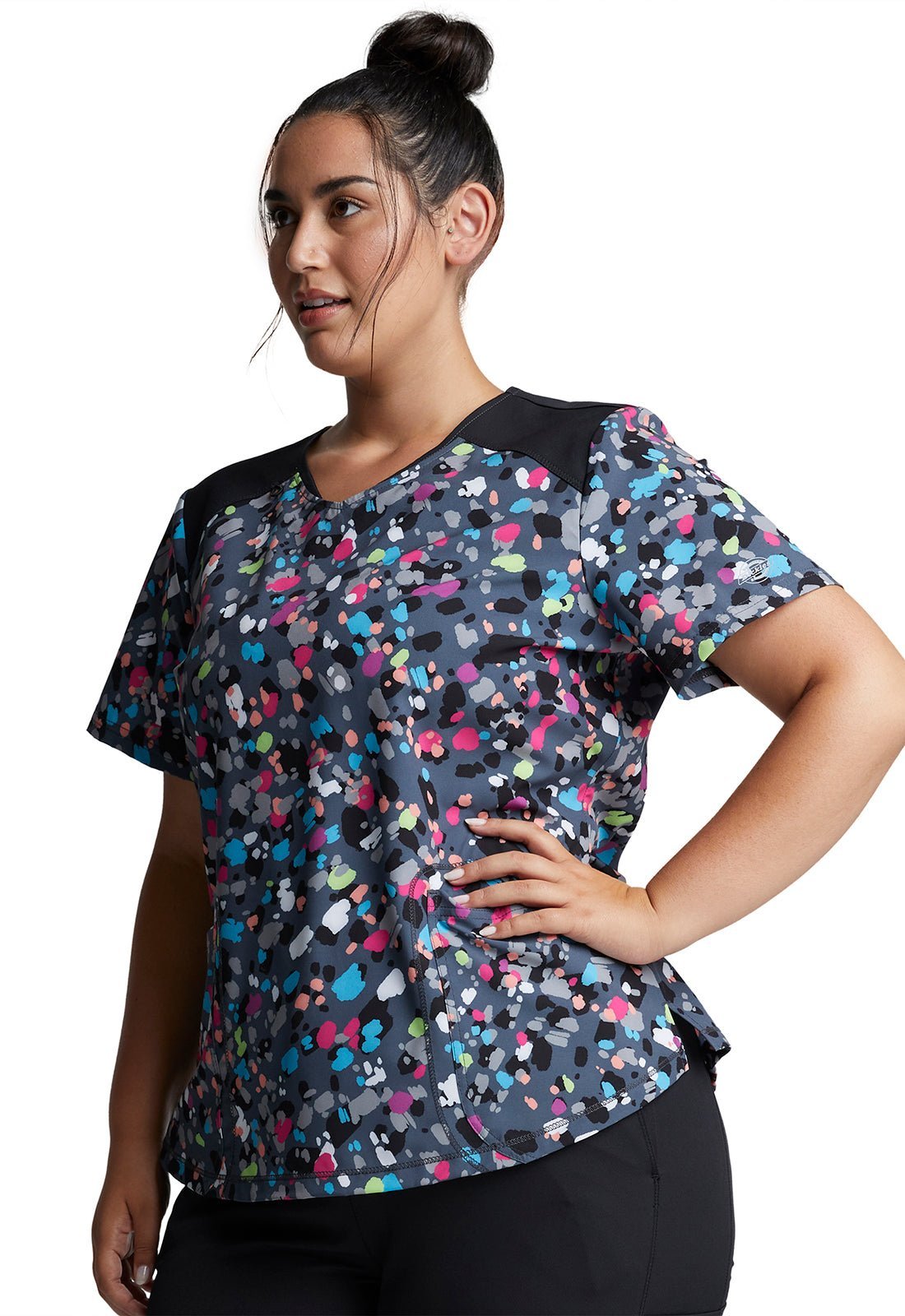 Confetti Dickies Dynamix Print V Neck Scrub Top DK622 CFPP - Scrubs Select
