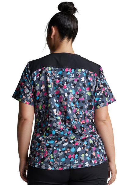 Confetti Dickies Dynamix Print V Neck Scrub Top DK622 CFPP - Scrubs Select