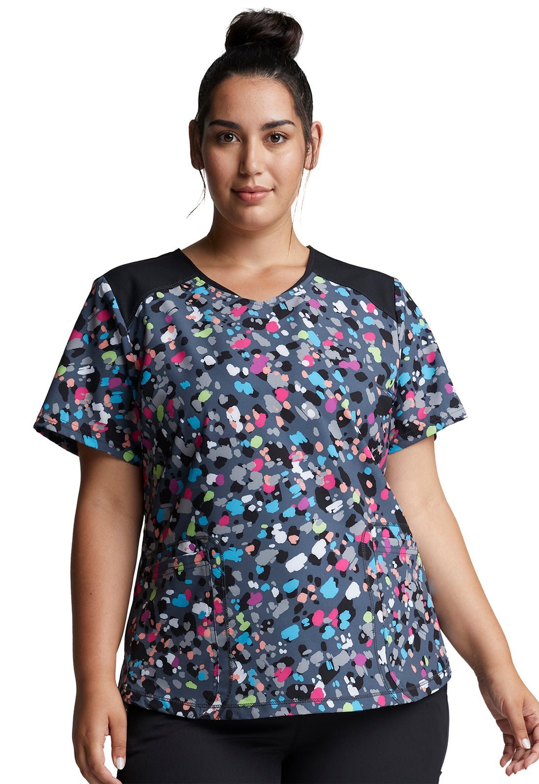 Confetti Dickies Dynamix Print V Neck Scrub Top DK622 CFPP - Scrubs Select