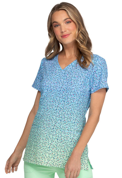 Confetti Print V Neck Scrub Top HS638 CNRW - Scrubs Select