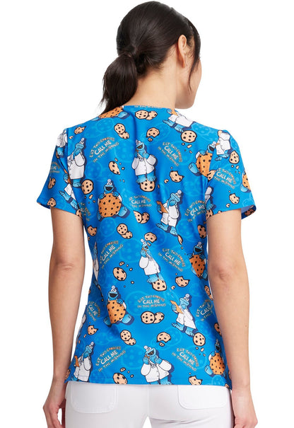 Cookie Monster Tooniforms Licensed Sesame Street V Neck Scrub Top TF614 SWWK - Scrubs Select