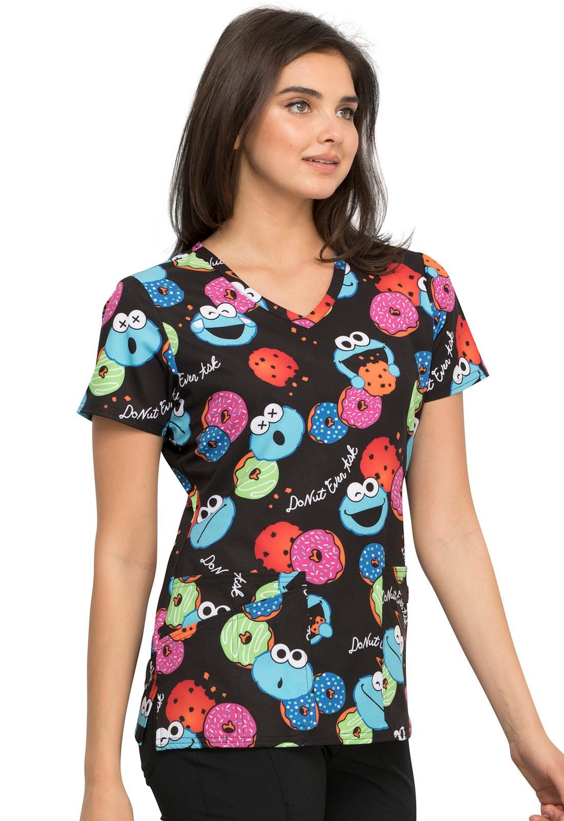 Cookie Monster Tooniforms Licensed V Neck Scrub Top TF638 SWIX - Scrubs Select