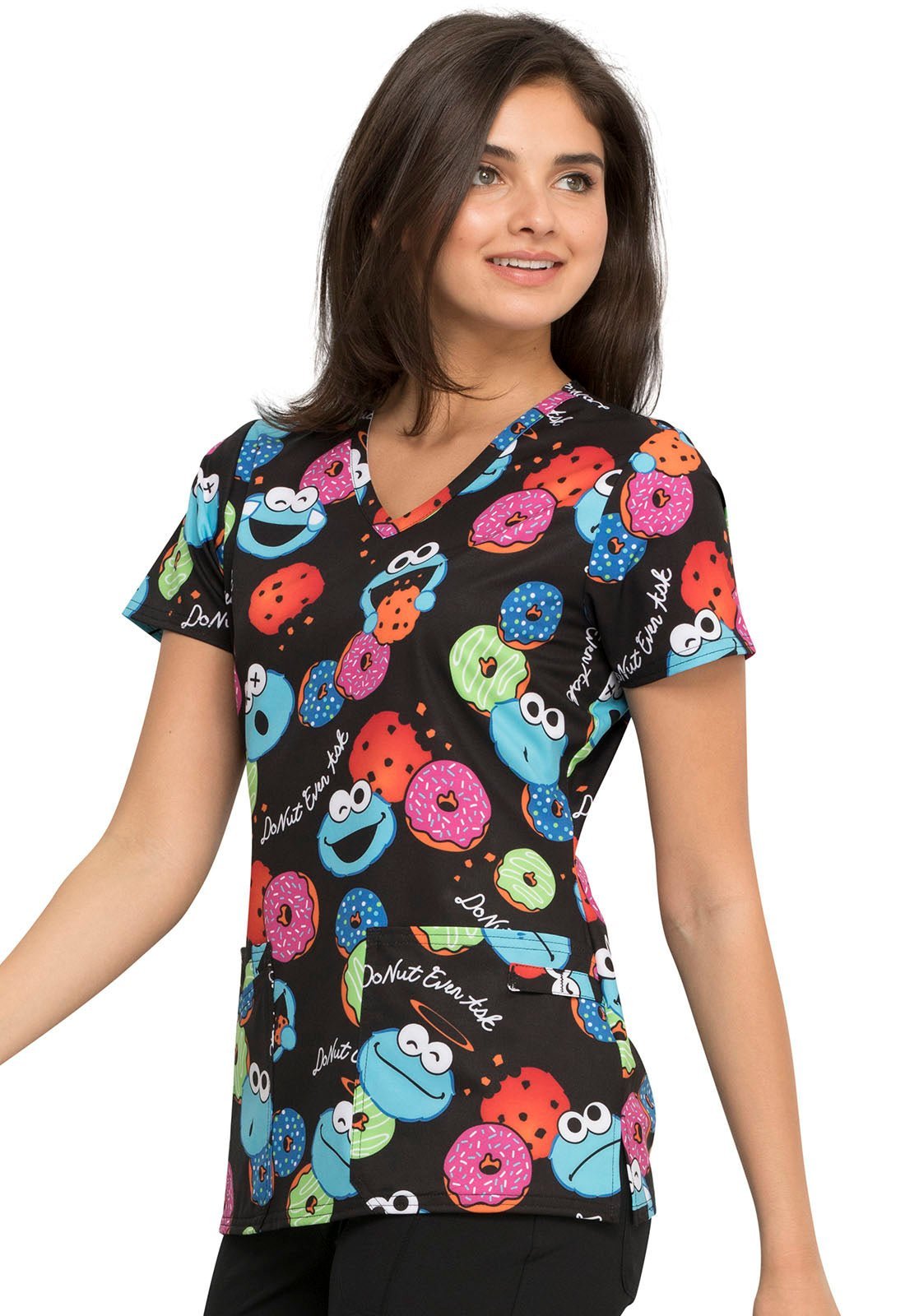 Cookie Monster Tooniforms Licensed V Neck Scrub Top TF638 SWIX - Scrubs Select