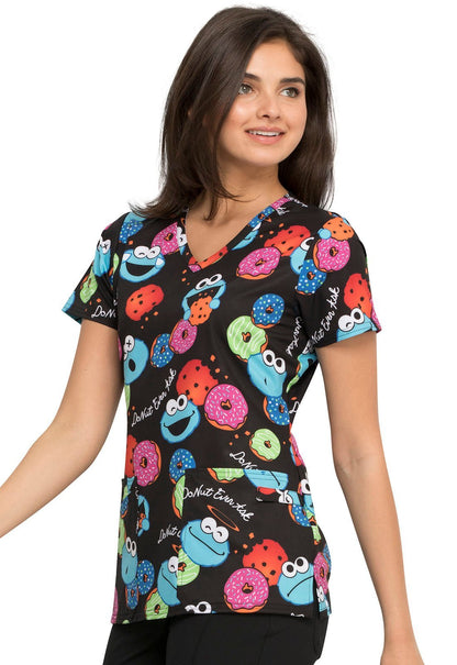 Cookie Monster Tooniforms Licensed V Neck Scrub Top TF638 SWIX - Scrubs Select