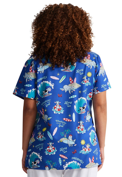 Cowabunga Friends Dickies Animal EDS Print V Neck Scrub Top DK717 CWFR - Scrubs Select