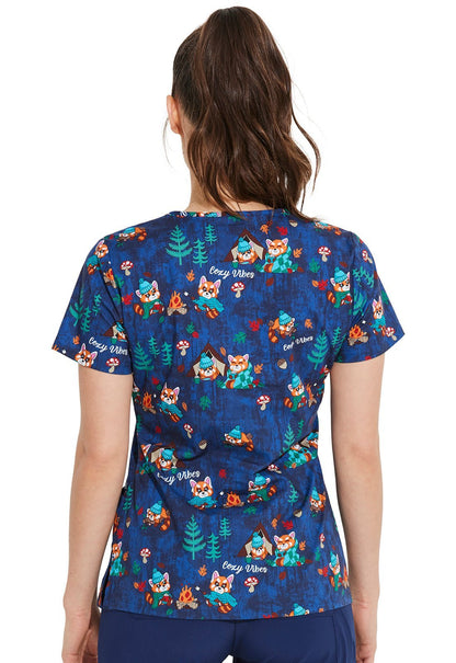 Cozy Vibes Dickies Animal Print V Neck Scrub Top DK721 CZVB - Scrubs Select
