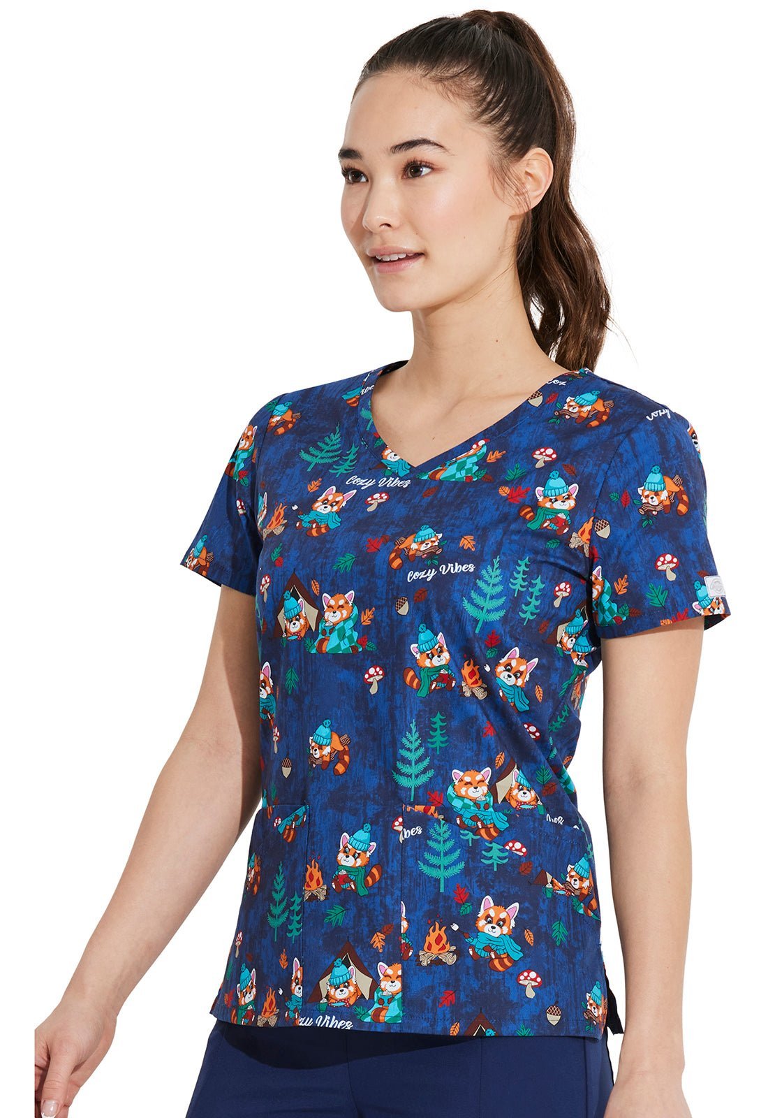 Cozy Vibes Dickies Animal Print V Neck Scrub Top DK721 CZVB - Scrubs Select