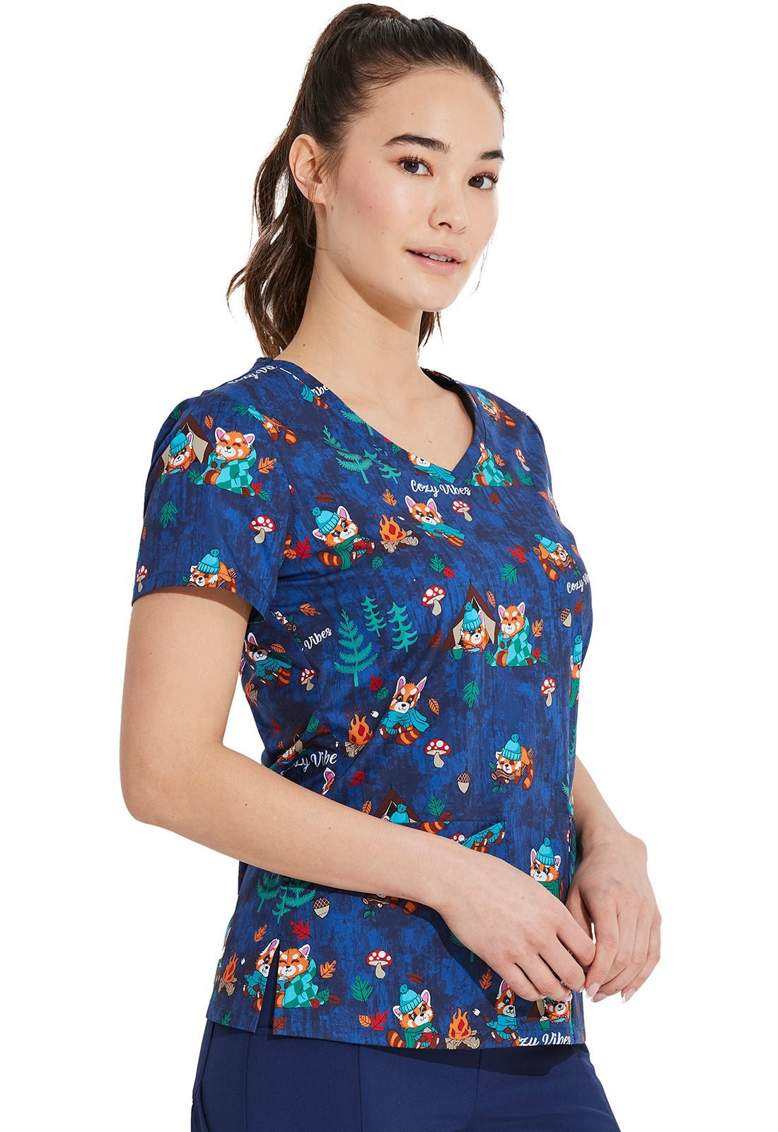 Cozy Vibes Dickies Animal Print V Neck Scrub Top DK721 CZVB - Scrubs Select