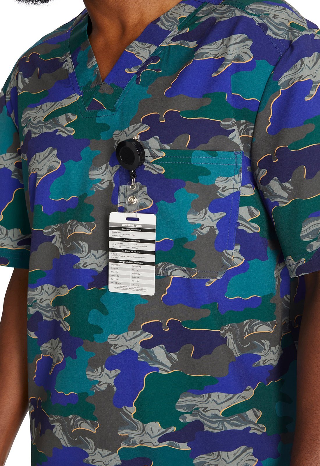 Cut Out Camo Dickies EDS Print Men's V Neck Scrub Top DK866 CUMO - Scrubs Select