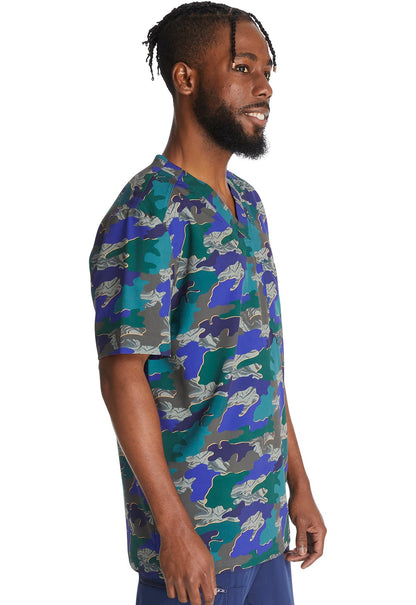 Cut Out Camo Dickies EDS Print Men's V Neck Scrub Top DK866 CUMO - Scrubs Select