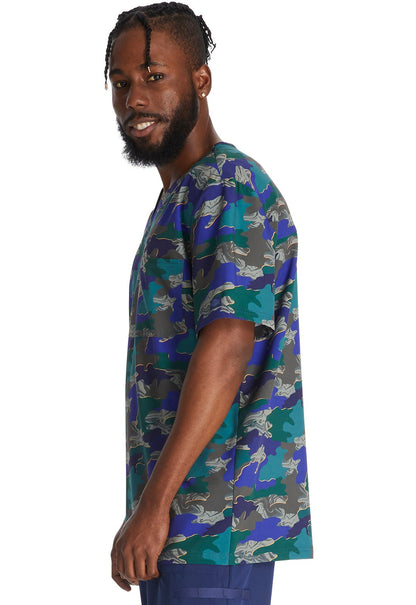 Cut Out Camo Dickies EDS Print Men's V Neck Scrub Top DK866 CUMO - Scrubs Select