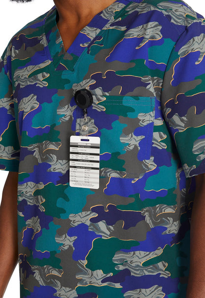 Cut Out Camo Dickies EDS Print Men's V Neck Scrub Top DK866 CUMO - Scrubs Select