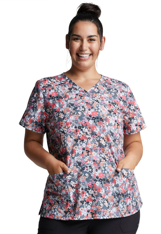 Daisy Dickies EDS Print V Neck Scrub Top DK616 DATY - Scrubs Select
