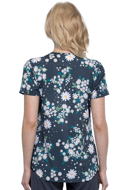 Daisy Print Cherokee V Neck Scrub Top CK637 DYDR - Scrubs Select