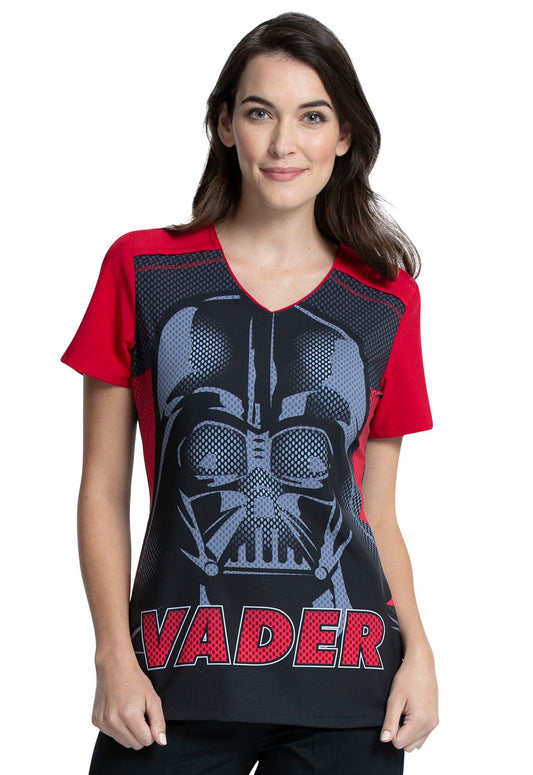 Darth Vader Tooniforms Licensed Star Wars V Neck Scrub Top TF745 SRVA - Scrubs Select