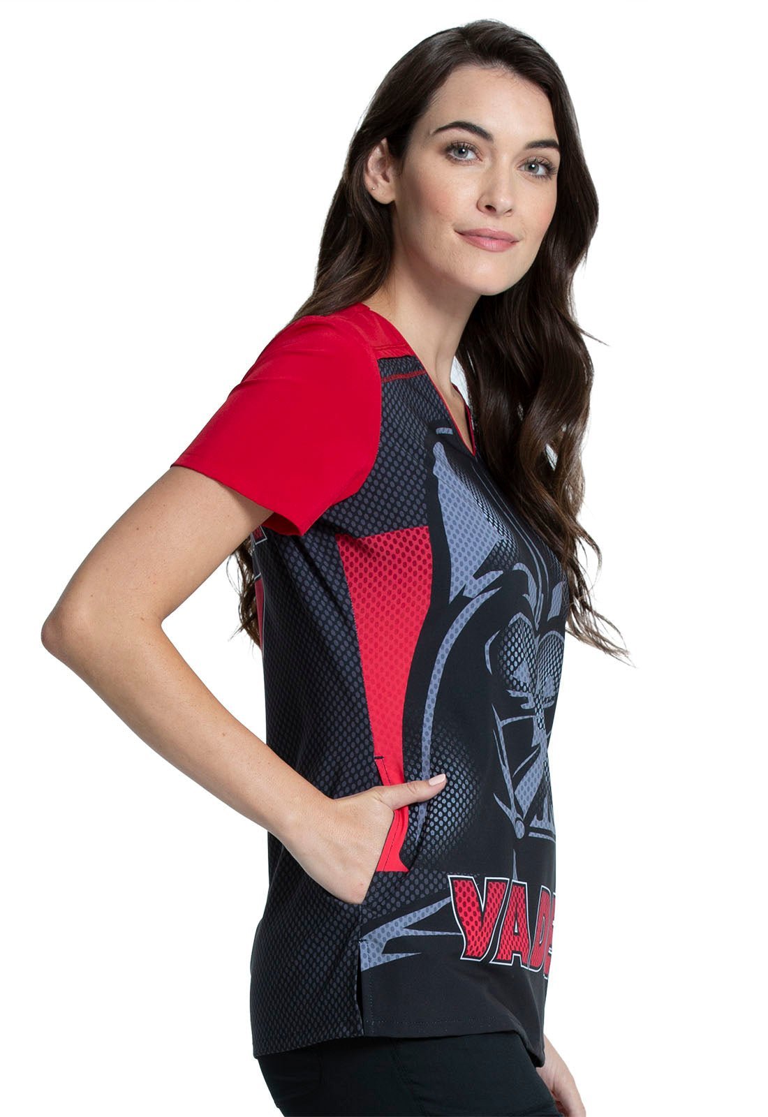 Darth Vader Tooniforms Licensed Star Wars V Neck Scrub Top TF745 SRVA - Scrubs Select