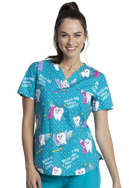 Dental Cherokee Print V Neck Scrub Top CK652 MQUZ - Scrubs Select