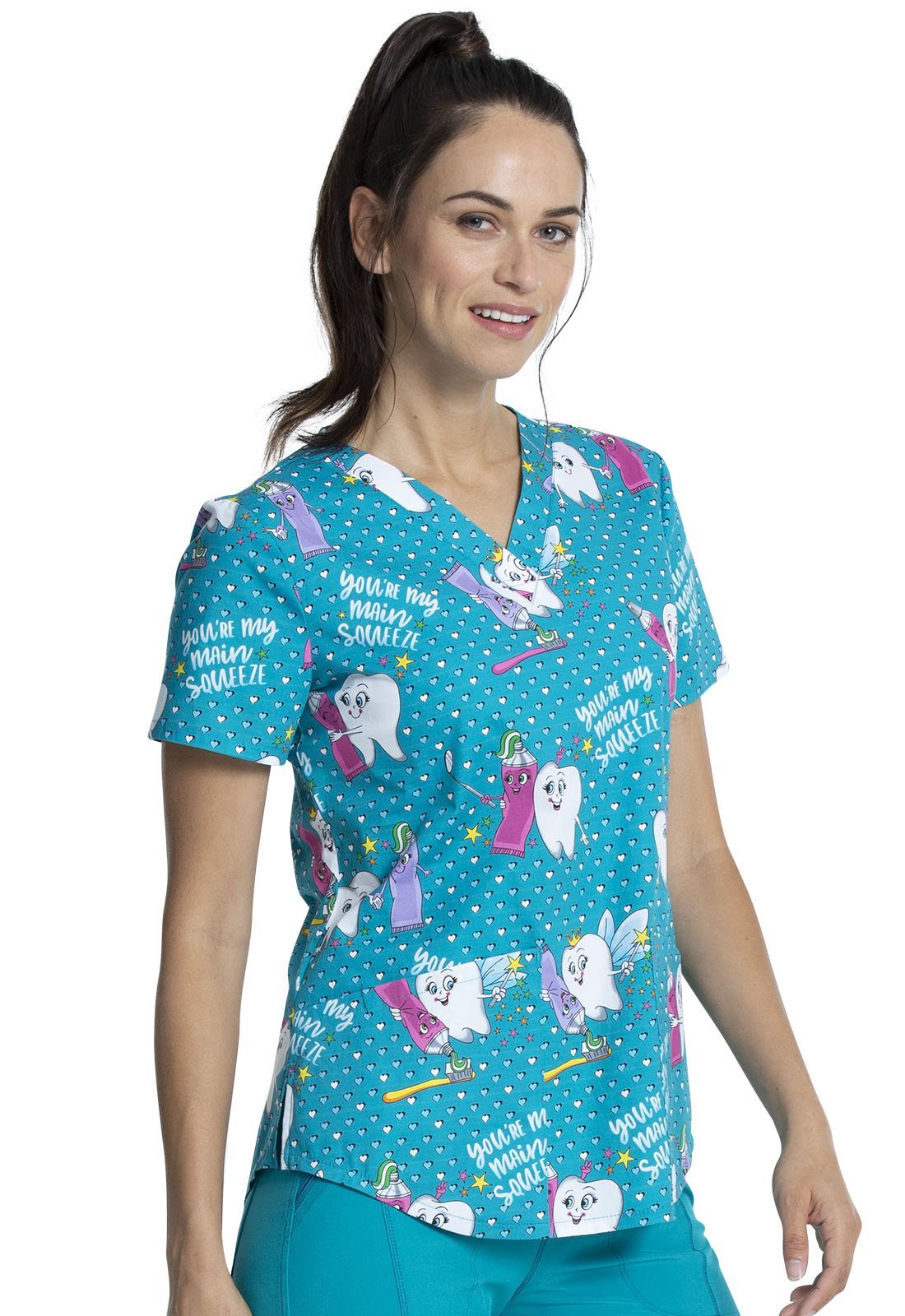 Dental Cherokee Print V Neck Scrub Top CK652 MQUZ - Scrubs Select