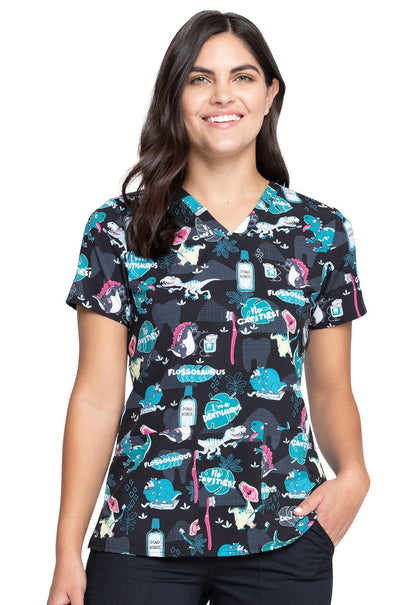 Dental Cherokee Print V Neck Scrub Top CK671 IDTS - Scrubs Select