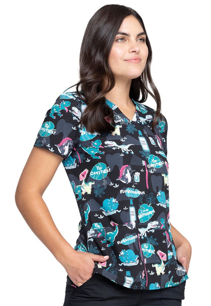 Dental Cherokee Print V Neck Scrub Top CK671 IDTS - Scrubs Select