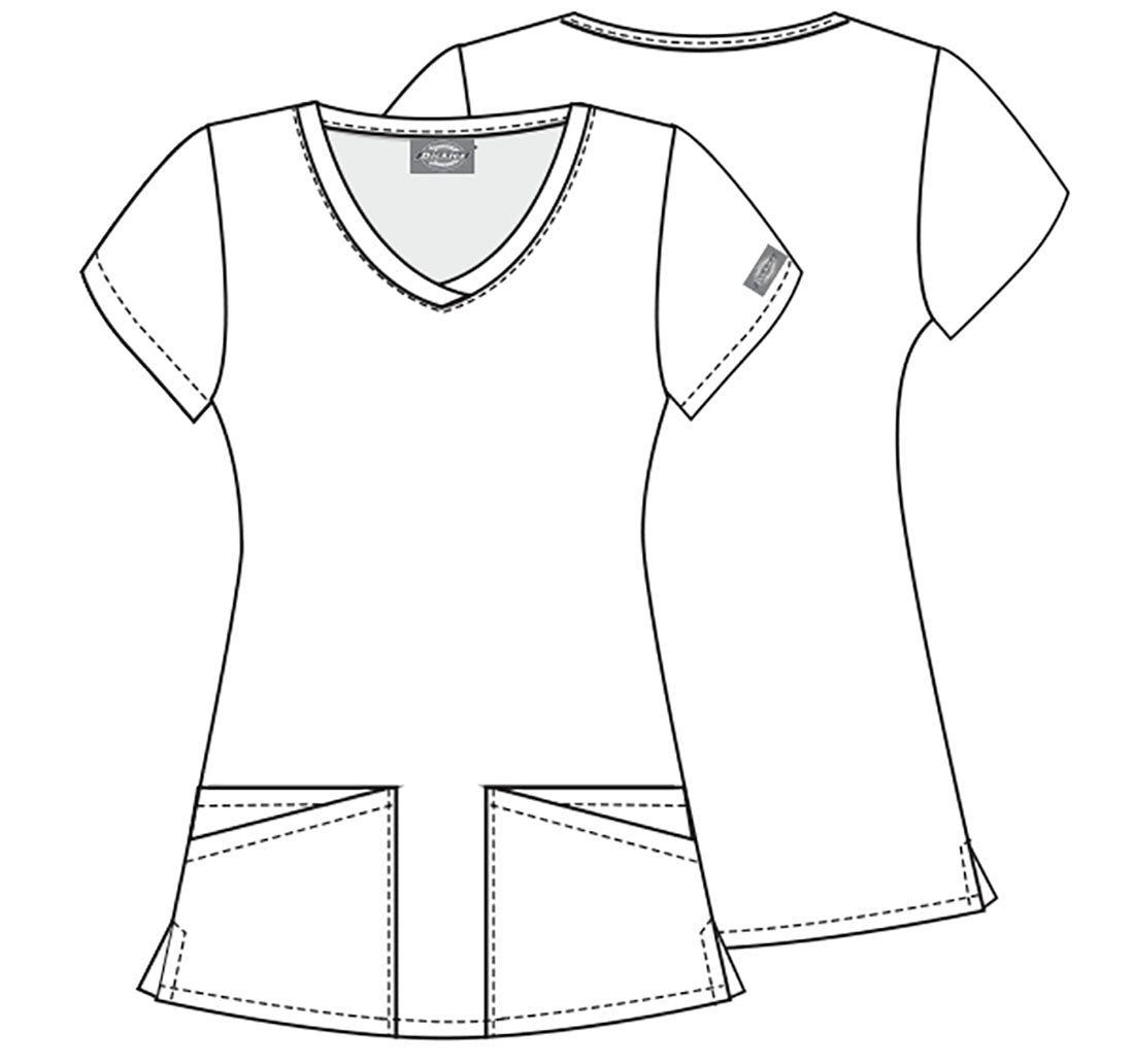 Dental Dickies EDS Print V Neck Scrub Top DK721 SUSM - Scrubs Select