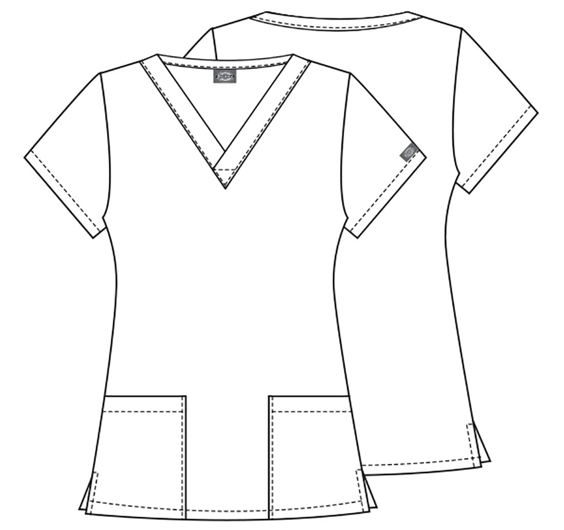 Dental Dickies Print V Neck Scrub Top DK704 TDEY - Scrubs Select