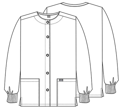 Dental Print Dickies Snap Front Scrub Jacket DK301 HALU - Scrubs Select