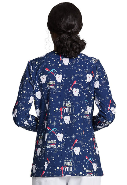 Dental Print Snap Front Scrub Jacket DK309 FLAE - Scrubs Select