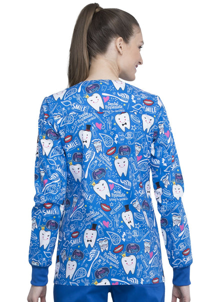 Dental Print Warm Up Scrub Jacket CK301 BITH - Scrubs Select