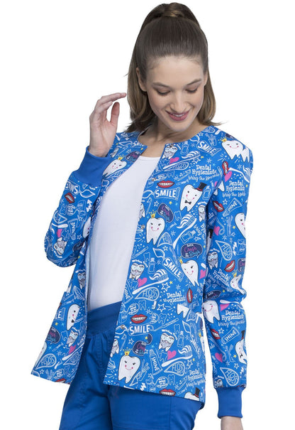 Dental Print Warm Up Scrub Jacket CK301 BITH - Scrubs Select