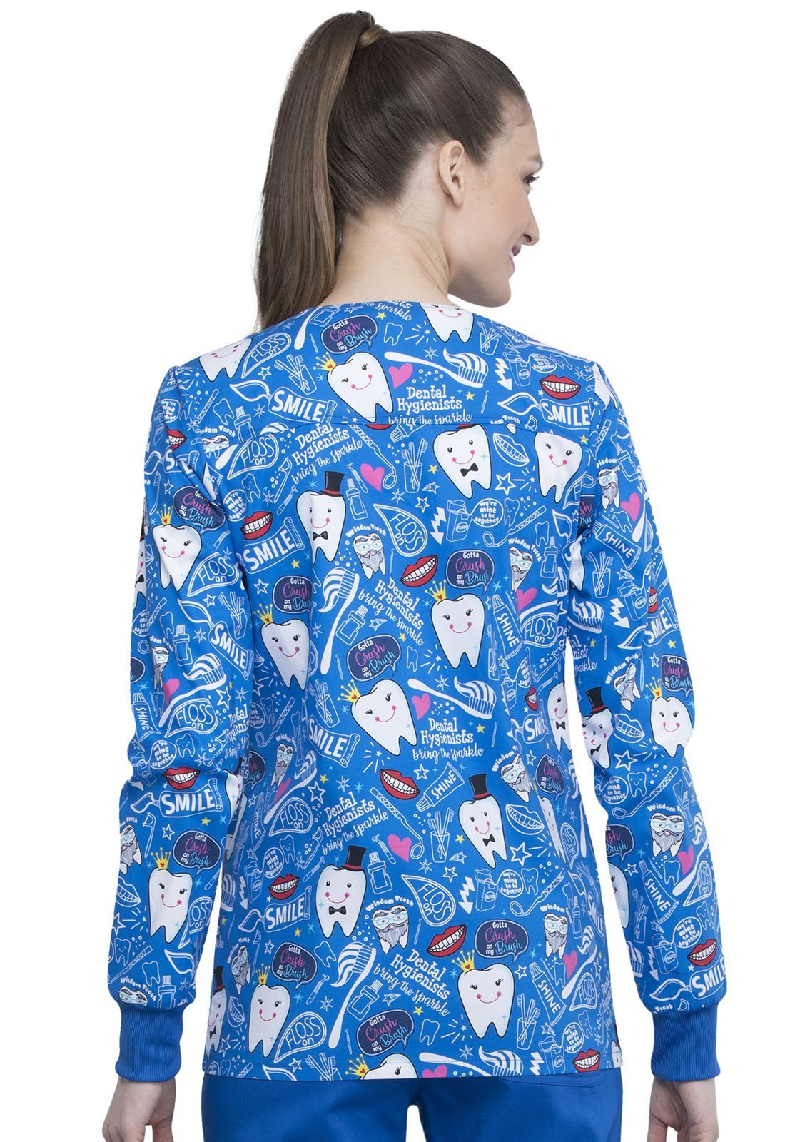 Dental Print Warm Up Scrub Jacket CK301 BITH - Scrubs Select
