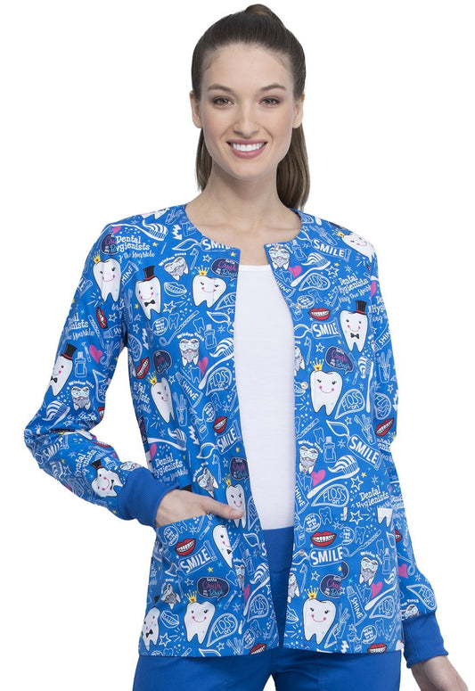 Dental Print Warm Up Scrub Jacket CK301 BITH - Scrubs Select