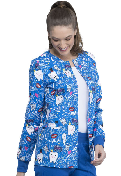 Dental Print Warm Up Scrub Jacket CK301 BITH - Scrubs Select