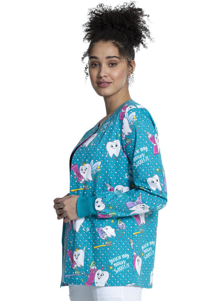 Dental Print Warm Up Scrub Jacket CK301 MQUZ - Scrubs Select