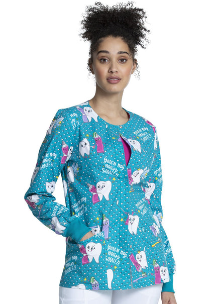 Dental Print Warm Up Scrub Jacket CK301 MQUZ - Scrubs Select