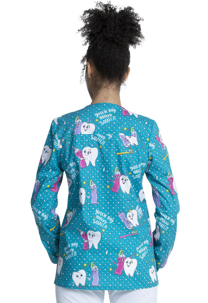 Dental Print Warm Up Scrub Jacket CK301 MQUZ - Scrubs Select
