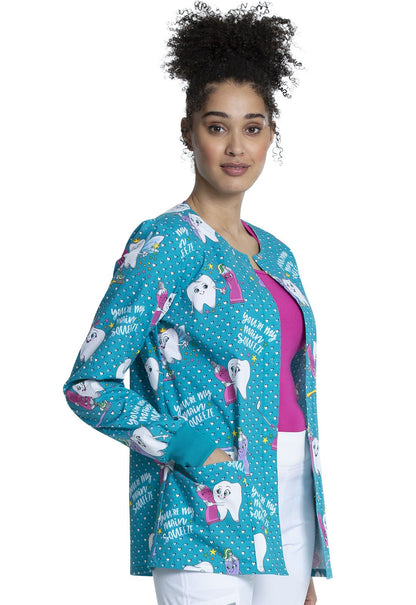 Dental Print Warm Up Scrub Jacket CK301 MQUZ - Scrubs Select