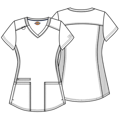 Dickies Balance V Neck Top DK875 in Blue Jean, Heather Peach, Heather Navy - Scrubs Select