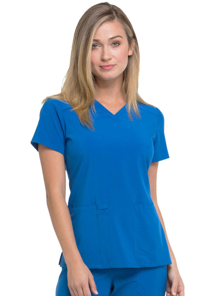 Dickies EDS Essentials V Neck Top DK615 in Black, Ciel, Navy, Pewter, Royal, Teal - Scrubs Select