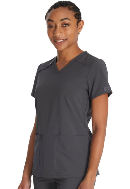 Dickies EDS Essentials V Neck Top DK615 in Black, Ciel, Navy, Pewter, Royal, Teal - Scrubs Select