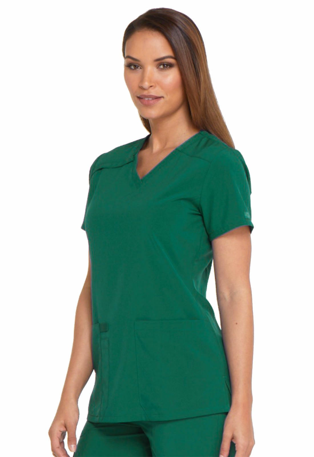 Dickies EDS Essentials V Neck Top DK615 in Caribbean, Hunter, Hot Pink, Olive, Red, White - Scrubs Select