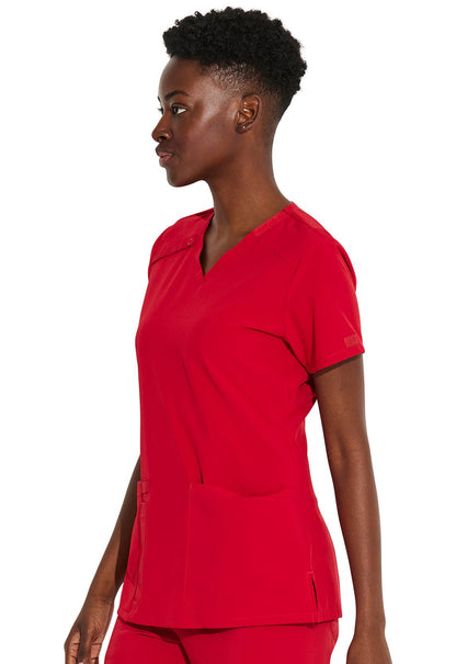 Dickies EDS Essentials V Neck Top DK615 in Caribbean, Hunter, Hot Pink, Olive, Red, White - Scrubs Select