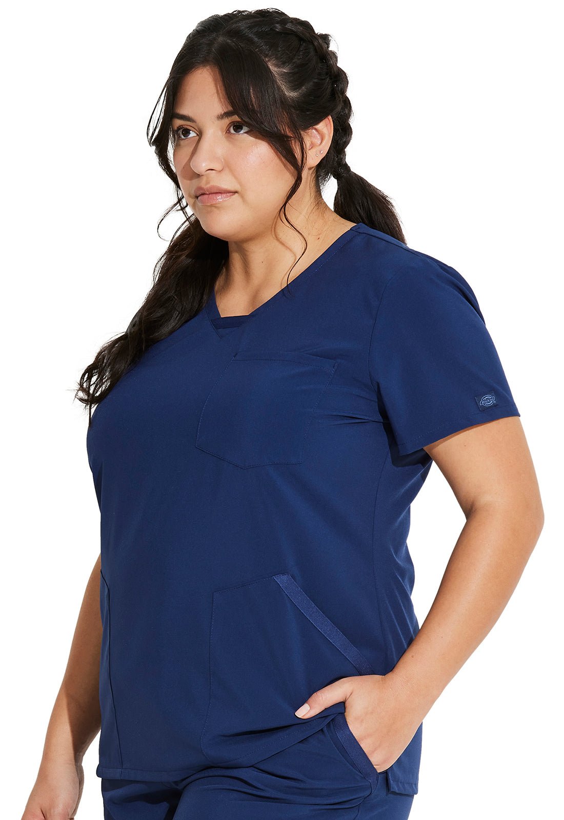 Dickies EDS Essentials V Neck Top DK641 in Black, Navy, Orchid Frost - Scrubs Select