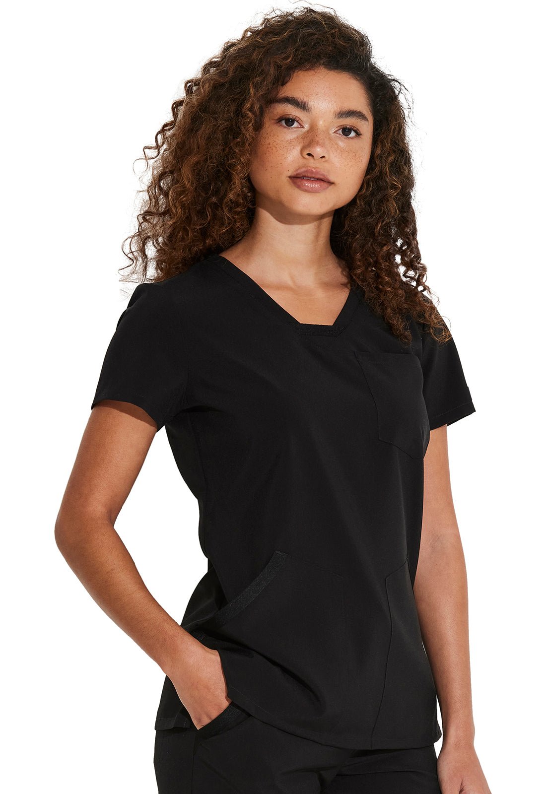 Dickies EDS Essentials V Neck Top DK641 in Black, Navy, Orchid Frost - Scrubs Select