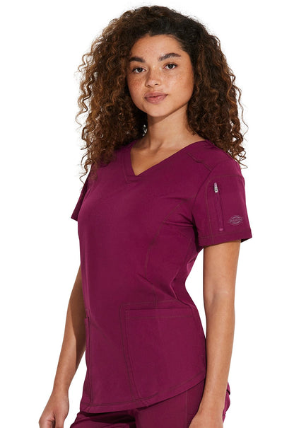 Dickies Scrubs Dynamix V Neck Top DK730 in Black, Caribbean, Navy, Pewter, Royal, Wine - Scrubs Select
