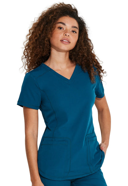 Dickies Scrubs Dynamix V Neck Top DK730 in Black, Caribbean, Navy, Pewter, Royal, Wine - Scrubs Select