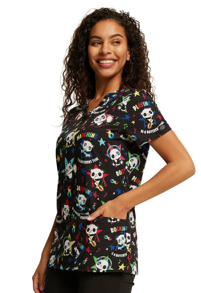 Different Tune Dickies Autism Awareness EDS Print V Neck Scrub Top DK717 DFTN - Scrubs Select