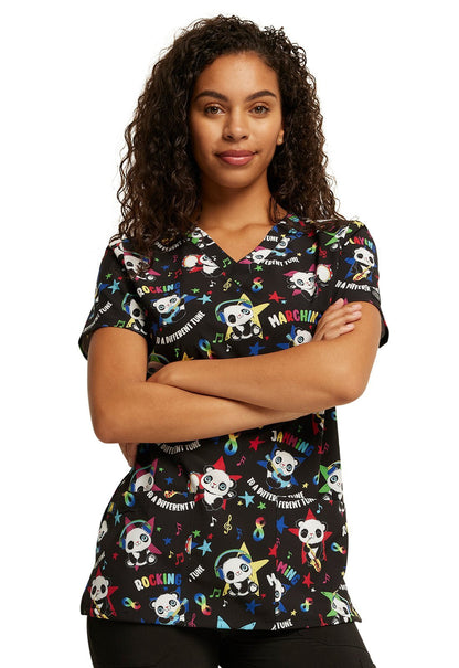 Different Tune Dickies Autism Awareness EDS Print V Neck Scrub Top DK717 DFTN - Scrubs Select