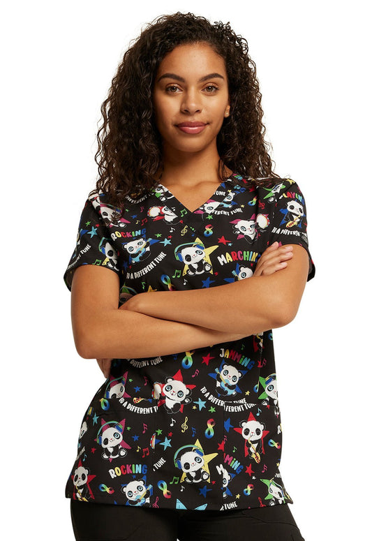 Different Tune Dickies Autism Awareness EDS Print V Neck Scrub Top DK717 DFTN - Scrubs Select